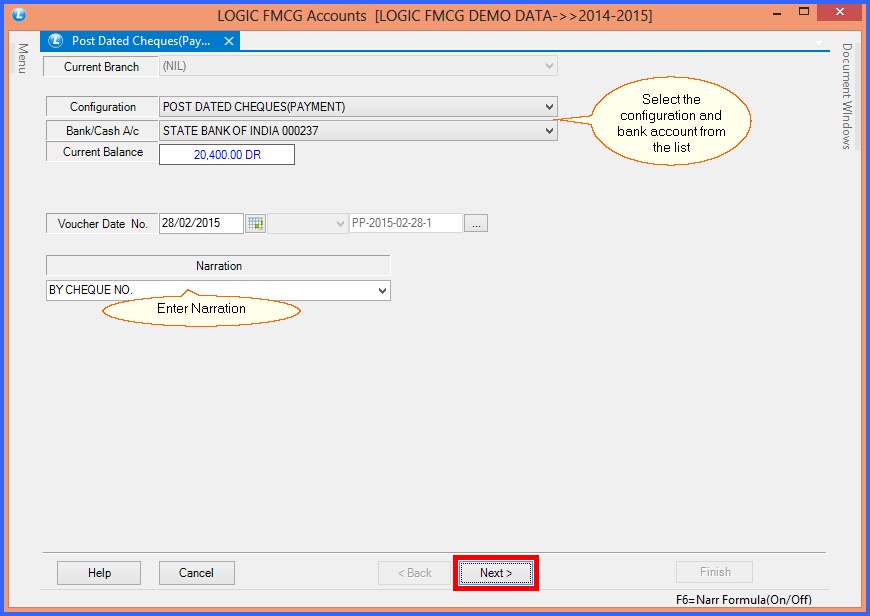 fmcg post dated cheque payments header